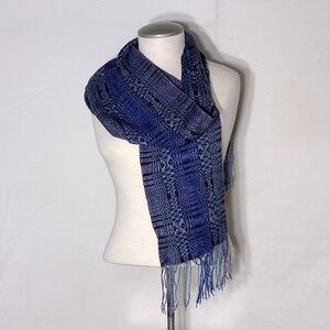 Dardesign Handwovens Blue Purple Scarf With Fringe